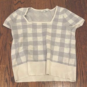 Madewell blue gingham shirt sleeve sweater